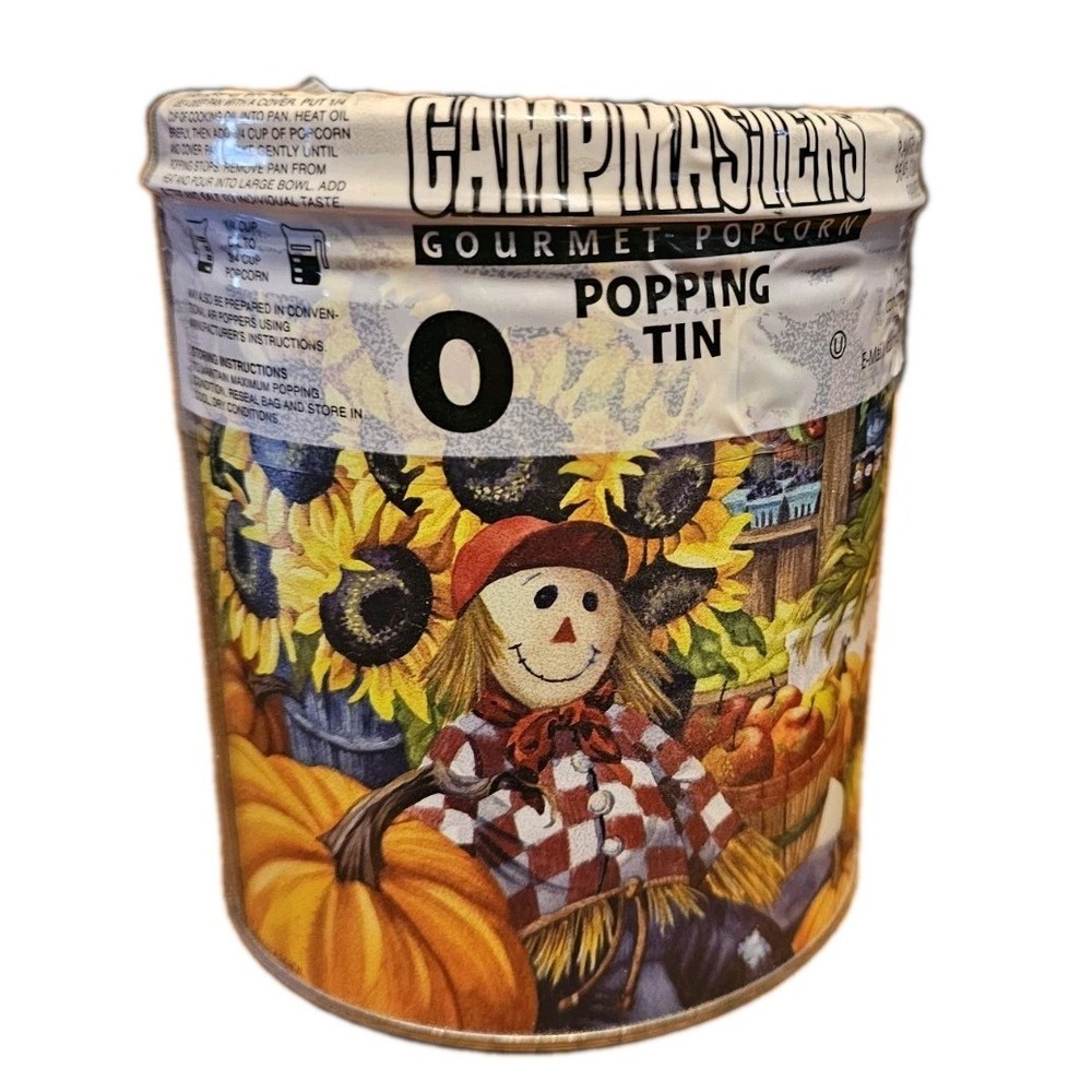 Vintage Trail's End Popcorn Tin Scare crow Fall New (Expired)